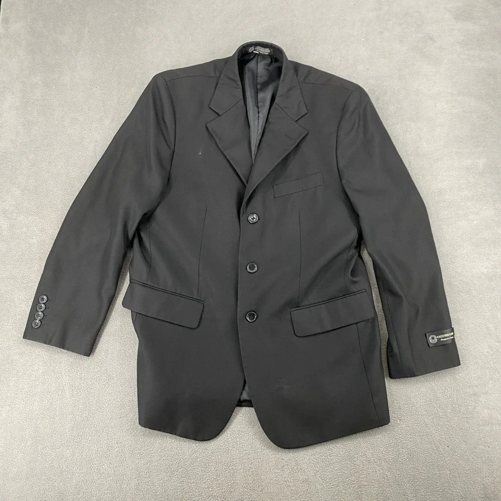 Casa Vincente Mens Black Three Button Hand Tailored Blazer Jacket Designed Italy